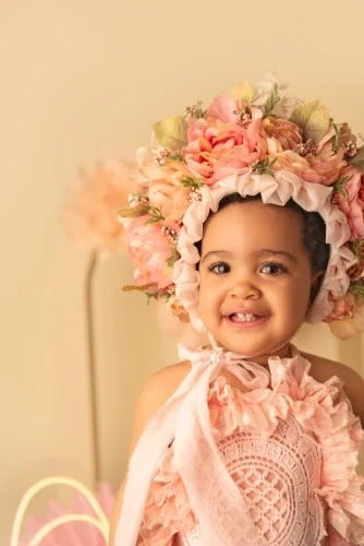 Peach Floral Bonnet