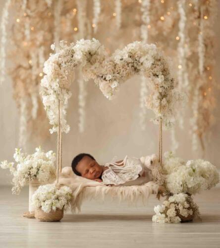 White Floral Heart Bed